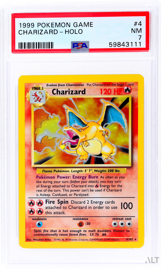 1999 POKEMON BASE SET HOLO CHARIZARD #4 PSA 7 NM