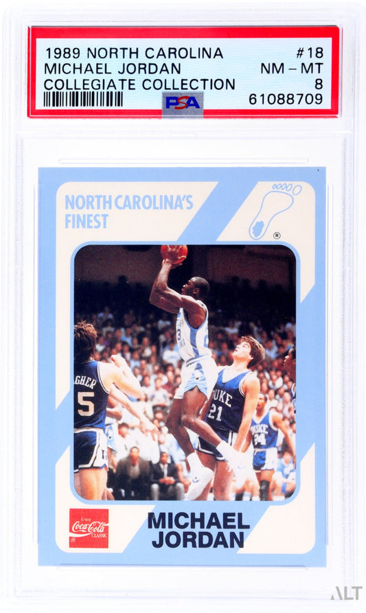 1989 COLLEGIATE COLLECTION NORTH CAROLINA MICHAEL JORDAN #18 PSA 8 NM-MT