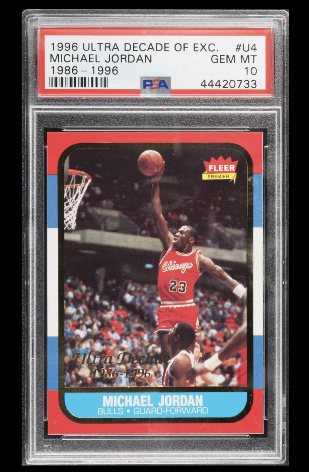 1996 ULTRA DECADE OF EXCELLENCE MICHAEL JORDAN #U-4 PSA 10 GEM MINT