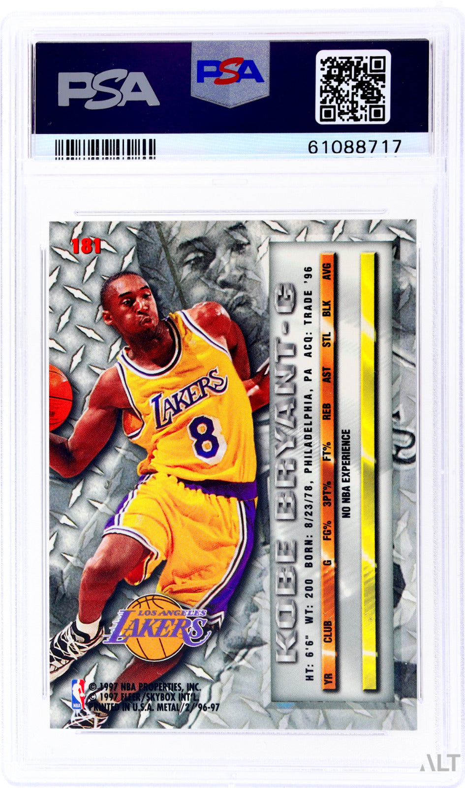 1996 FLEER METAL KOBE BRYANT #181 PSA 9 MINT