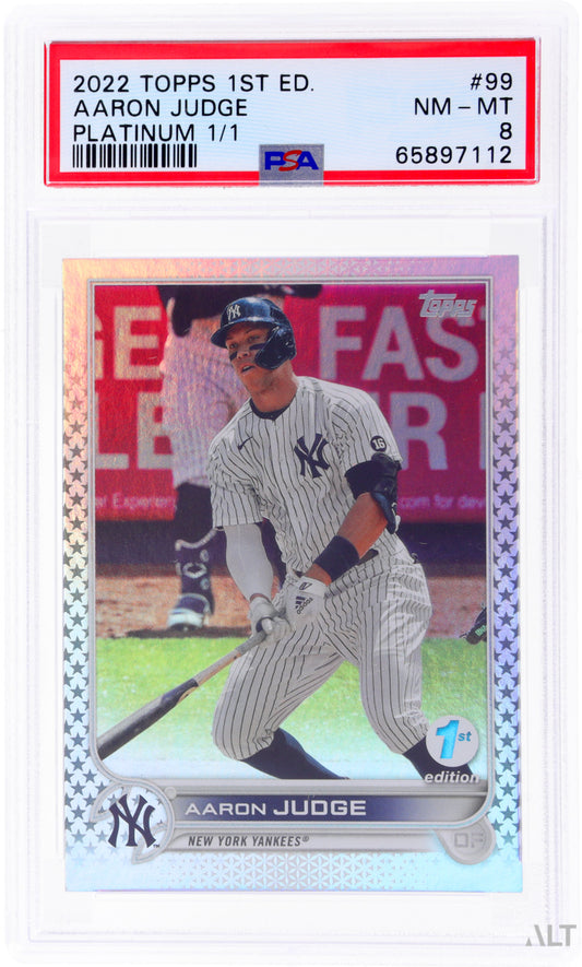 2022 TOPPS 1ST EDITION PLATINUM AARON JUDGE 1/1 #99 PSA 8 NM-MT