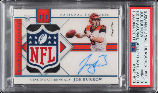 2020 National Treasures Joe Burrow NFL SHIELD 1/1 RPA RC AUTO PSA 9 MINT GRAIL